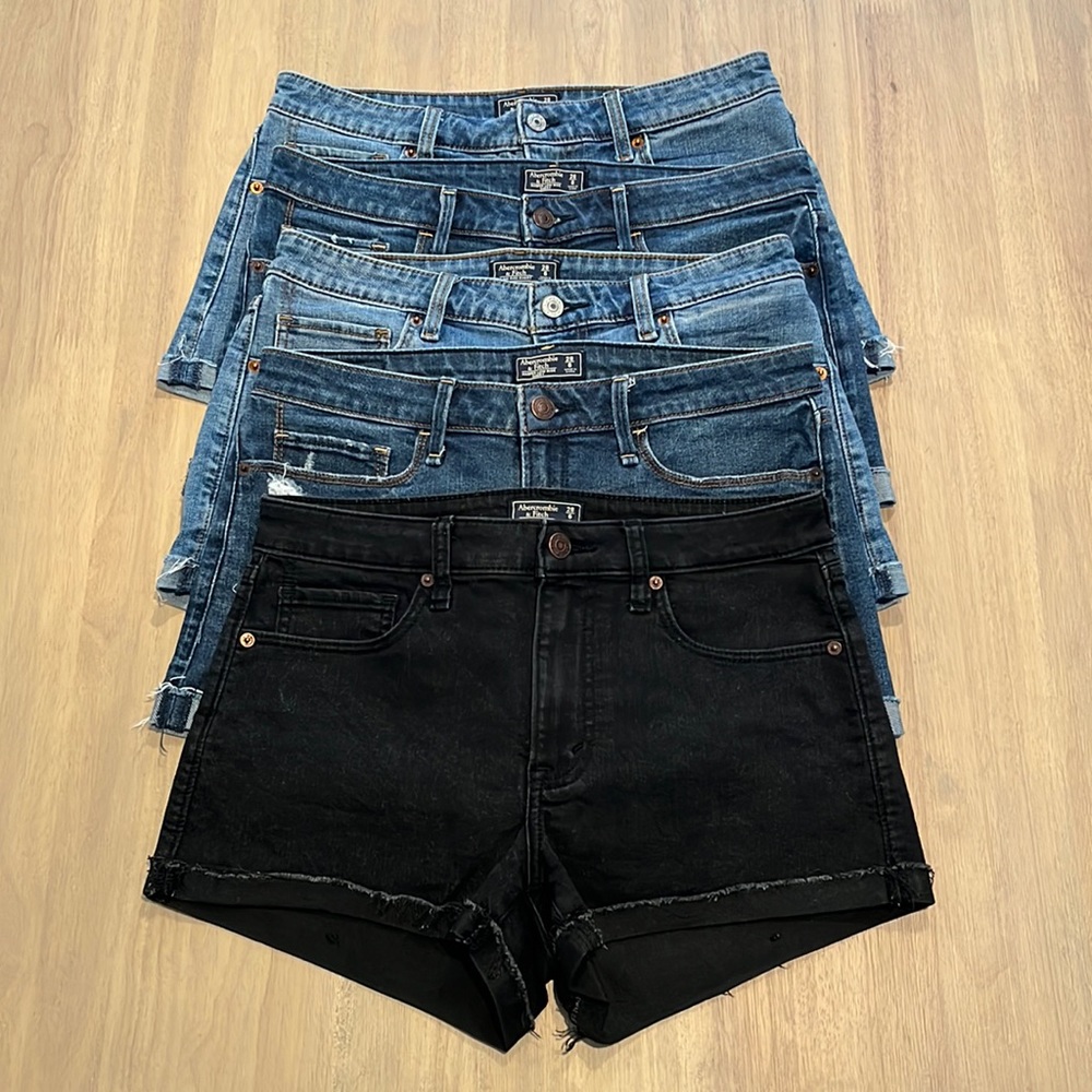 Abercrombie & Fitch Rolled Cuff Denim Jean Shorts Low Rise Size 28/6 Bundle of 5